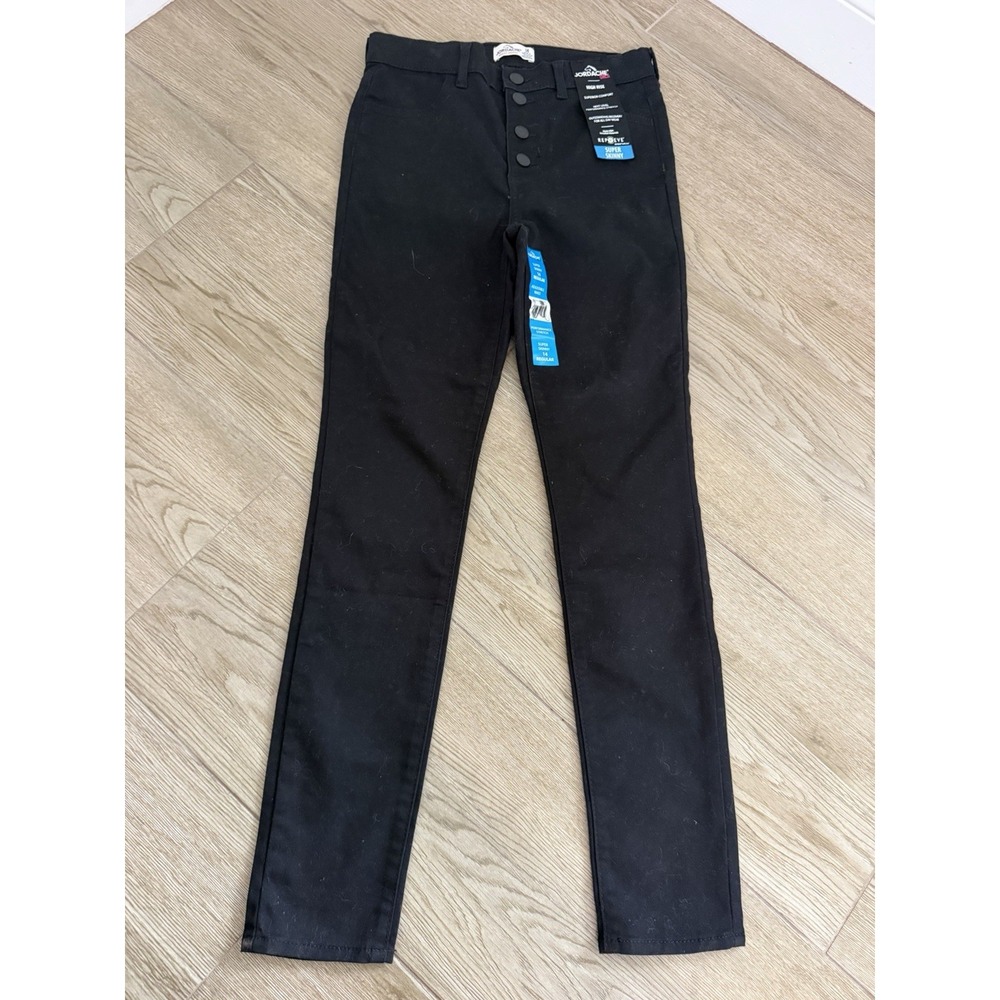 Jordache Girl's Super Skinny Stretch Design Snap Jeans High Waist -Black 14 Reg